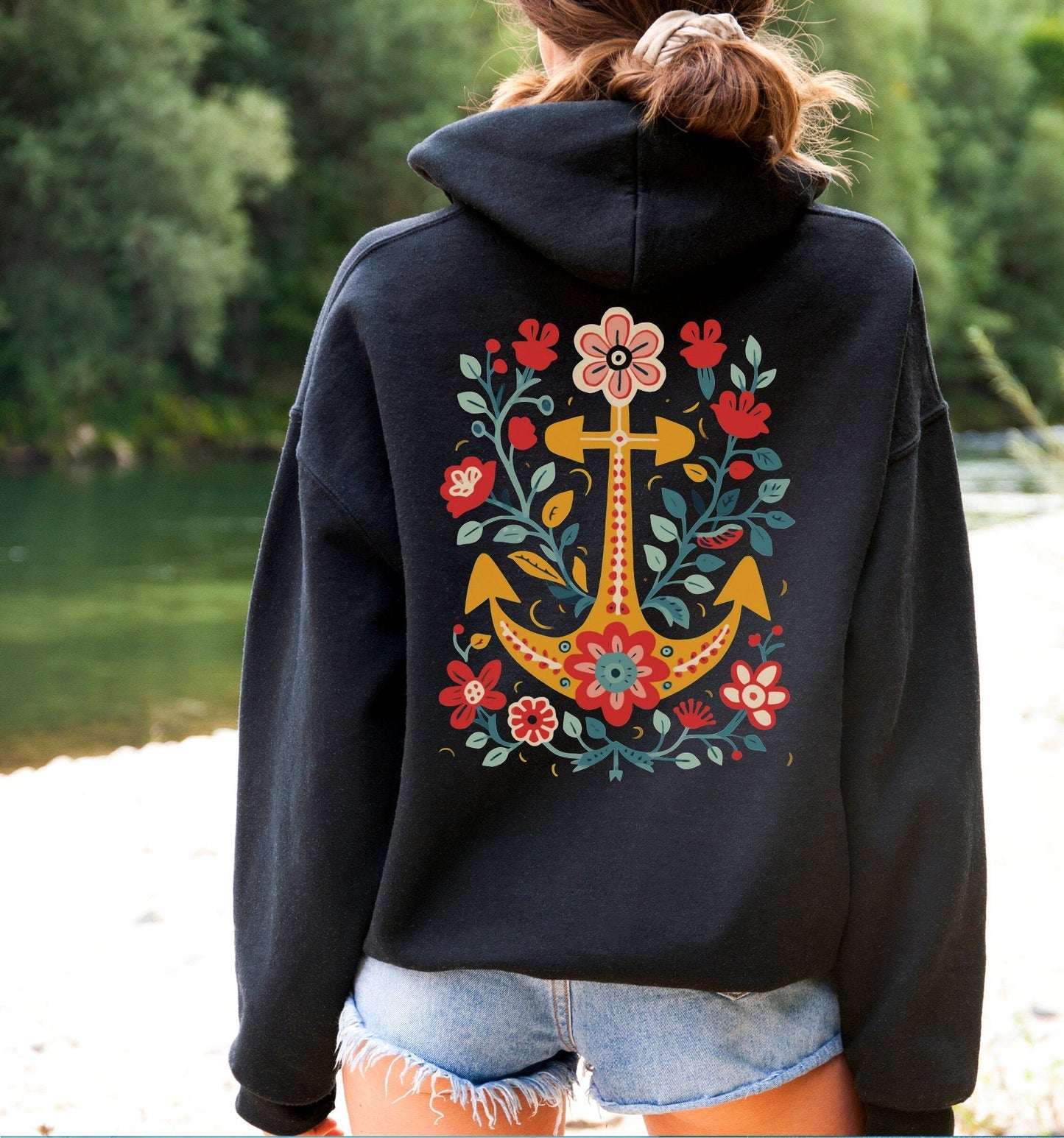Floral Anchor Hoodie